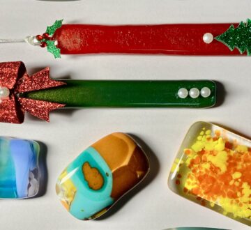 She fused the glass. You make a magnet, ornament